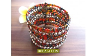 Glass Beading Cuff Bracelets Silver Combinations 